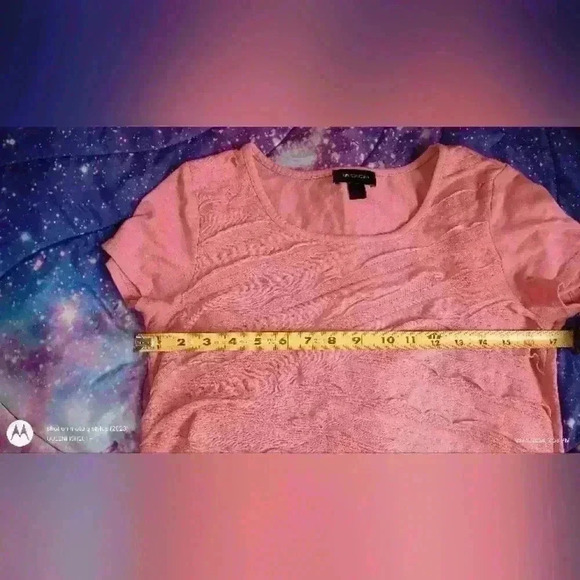 AB STUDIO TOP SIZE M Pink Short Sleeve Ruffled - Picture 2 of 5